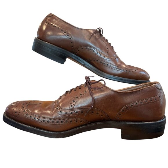 Allen Edmonds Boulevard Brown Leather Full Brogue Wingtip Oxford Shoes Mens 9 D main image 4